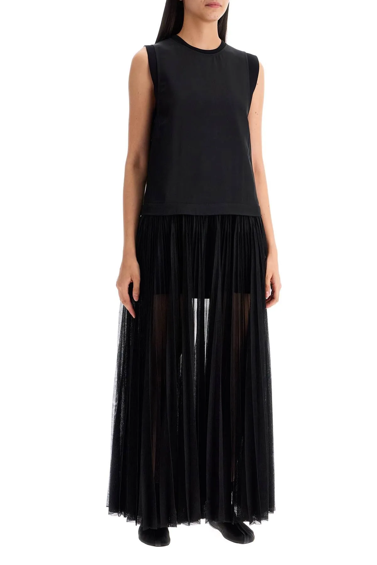 JIL SANDER layered dress with pleated skirt