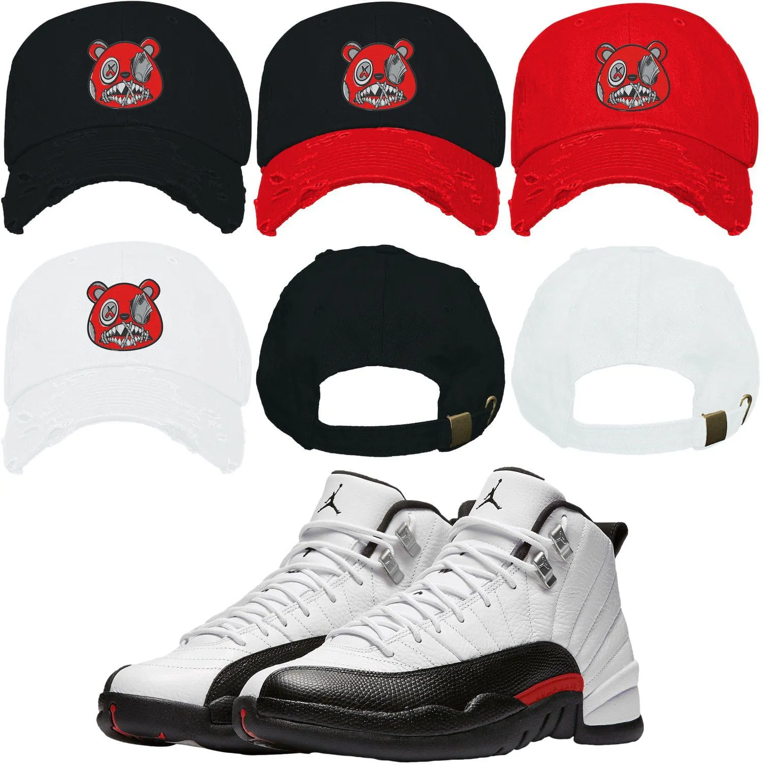 Jordan 12 Red Taxi 12s Dad Hat to Match - RED MONEY TALKS BAWS