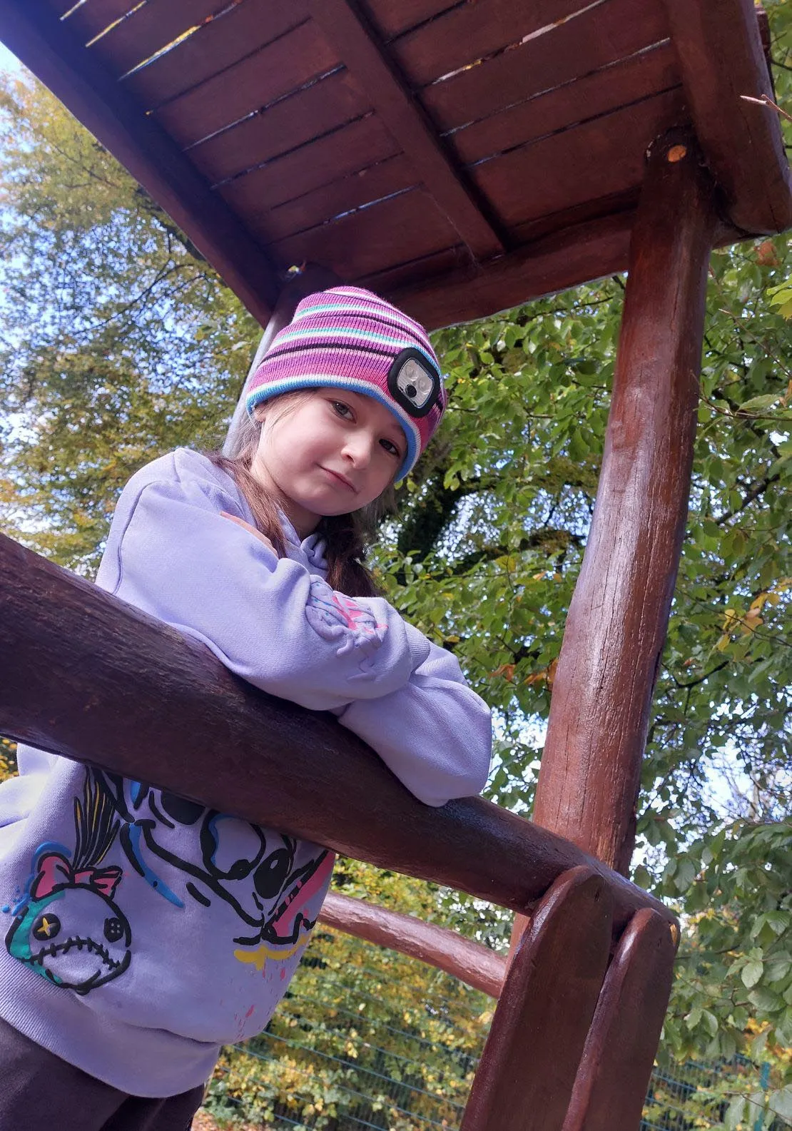 Kids Led Striped Hat Purple