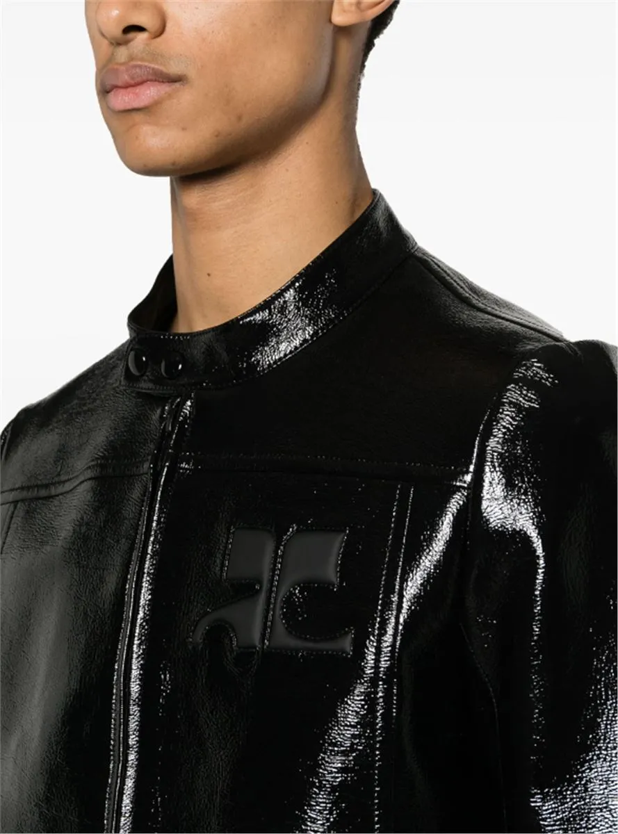 LOGO-APPLIQUÉ HIGH-SHINE JACKET