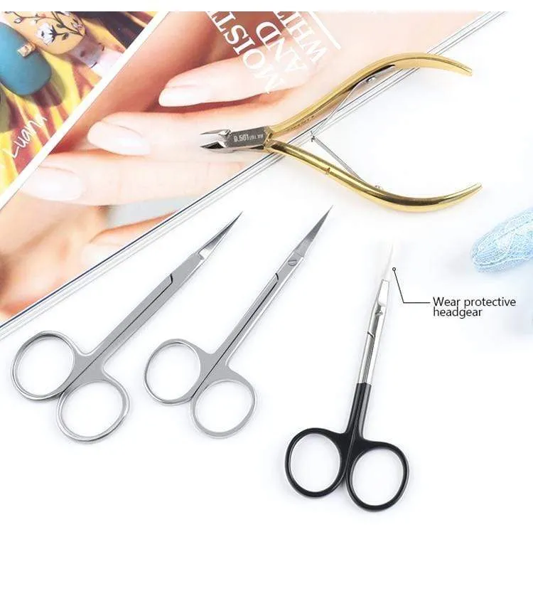 Manicure Scissors Curved Tip Scissors Professional Stainless Steel Nail Dead Skin Remover Nail Clipper Salon Nail Tools