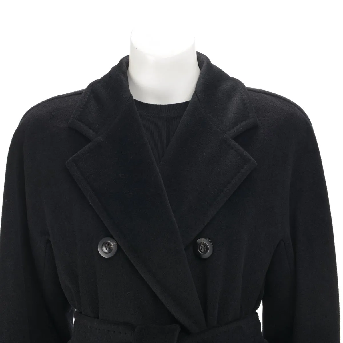 Max Mara Black Wool Blend 101801 Icon D.B. Coat IT 36