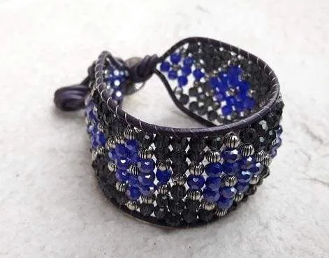 Maya Woven Beaded Cuff Bracelet Black