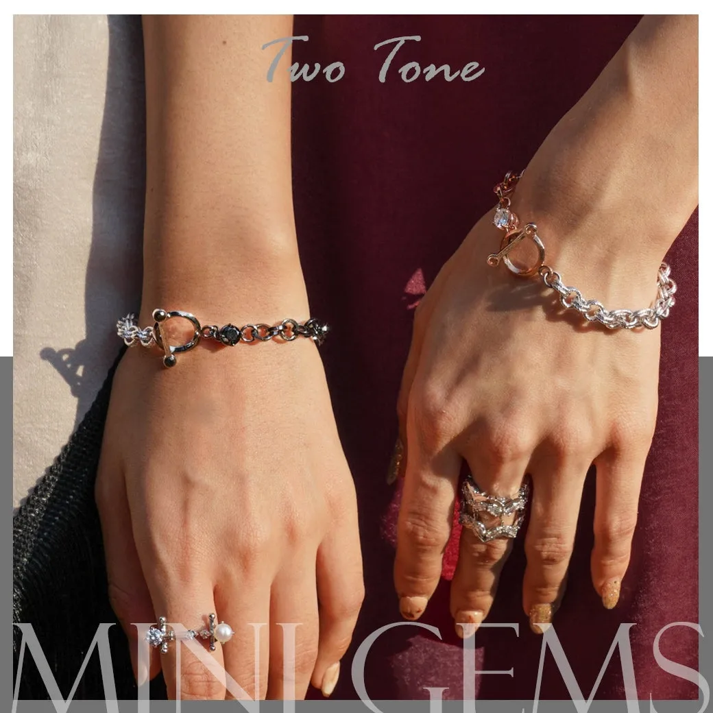 Mini Gems Two Tone Bracelet [Black/White gold]