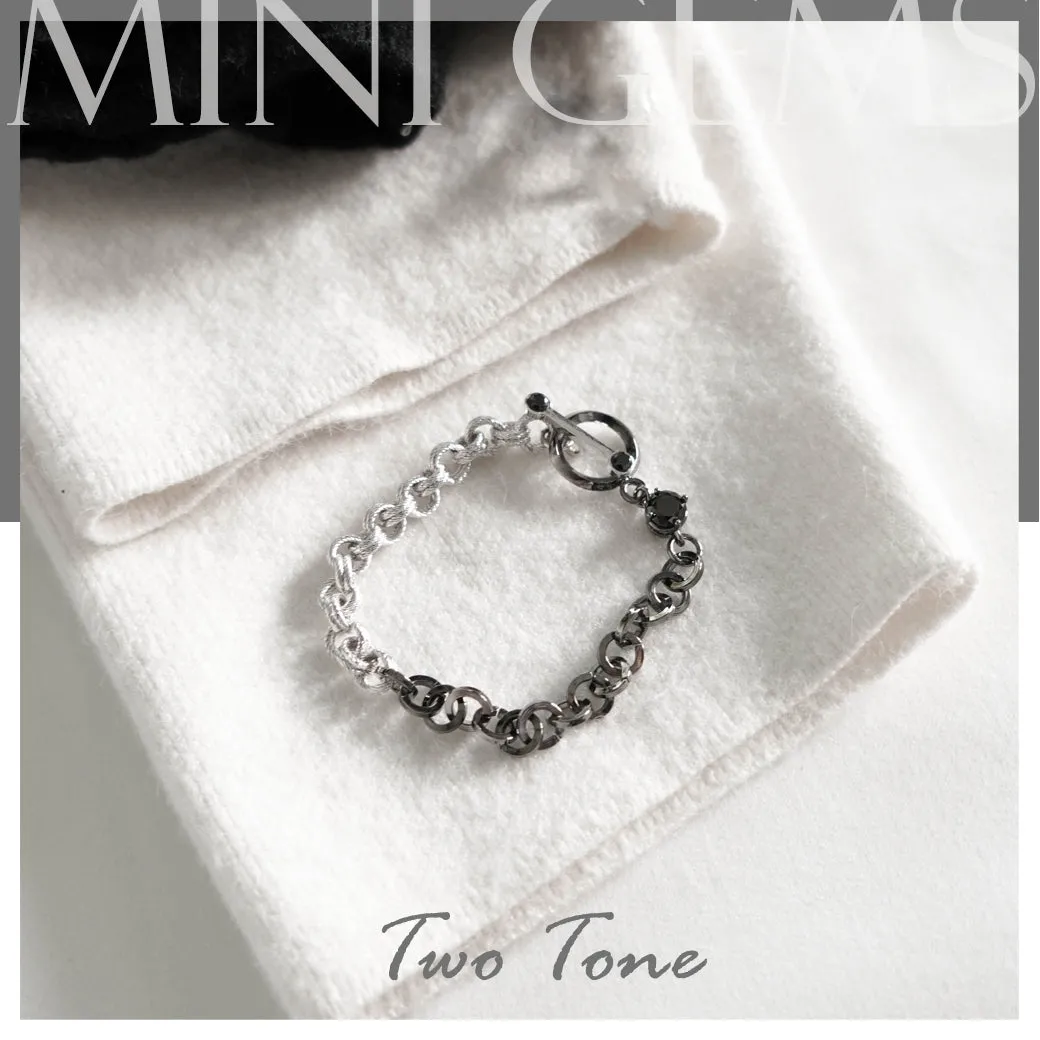 Mini Gems Two Tone Bracelet [Black/White gold]