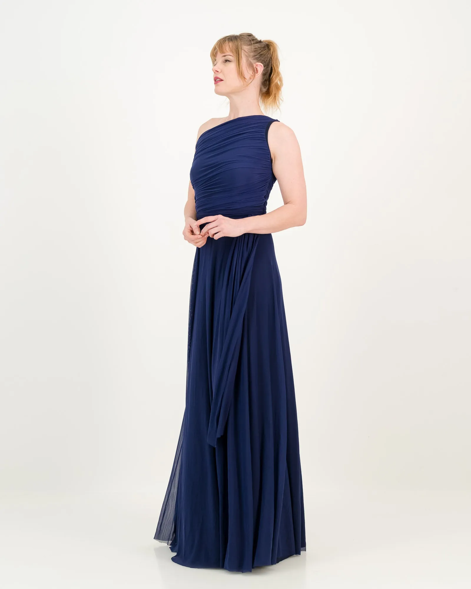 one shoulder dress - navy