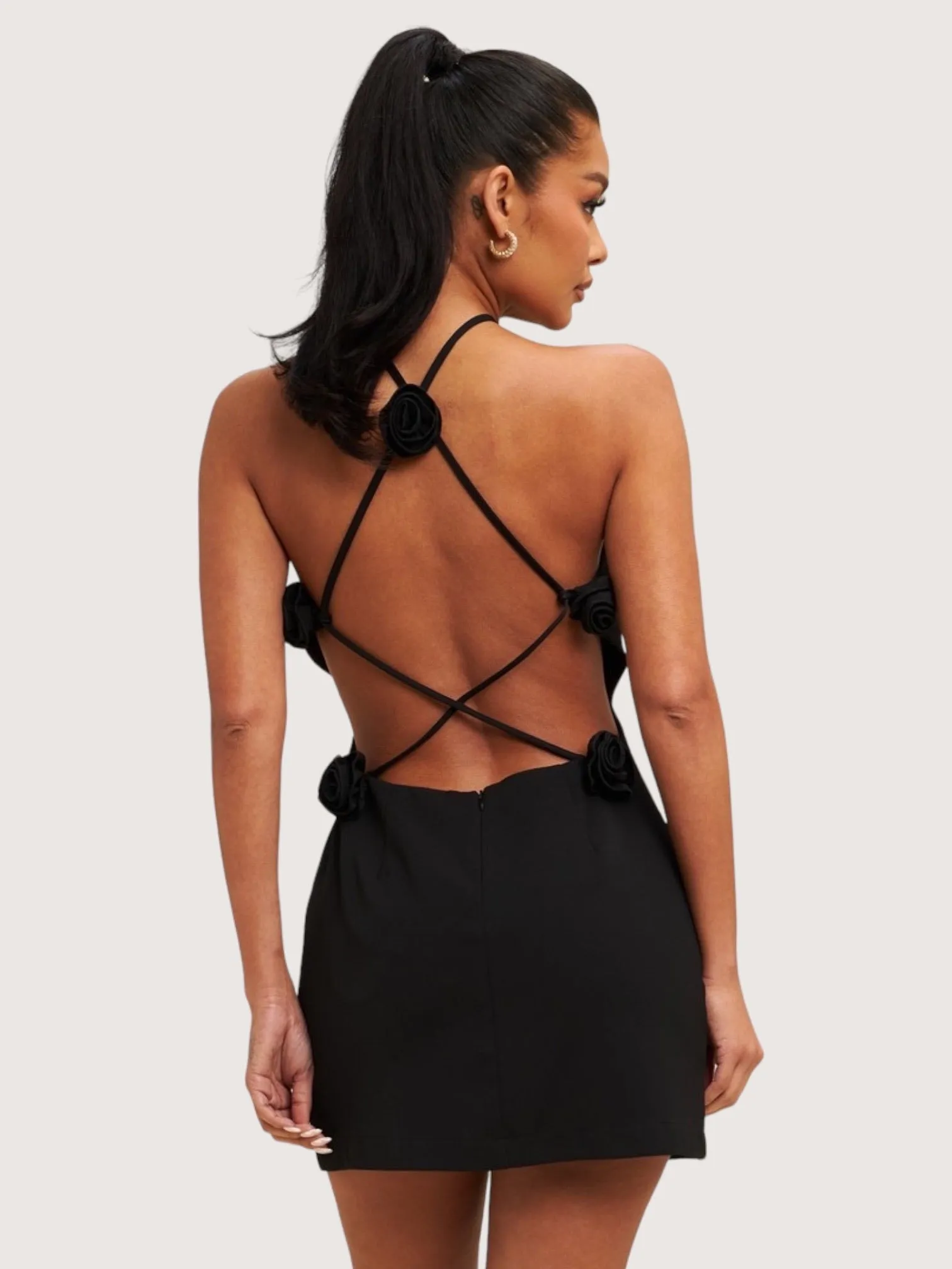 Open Back Rosette Dress