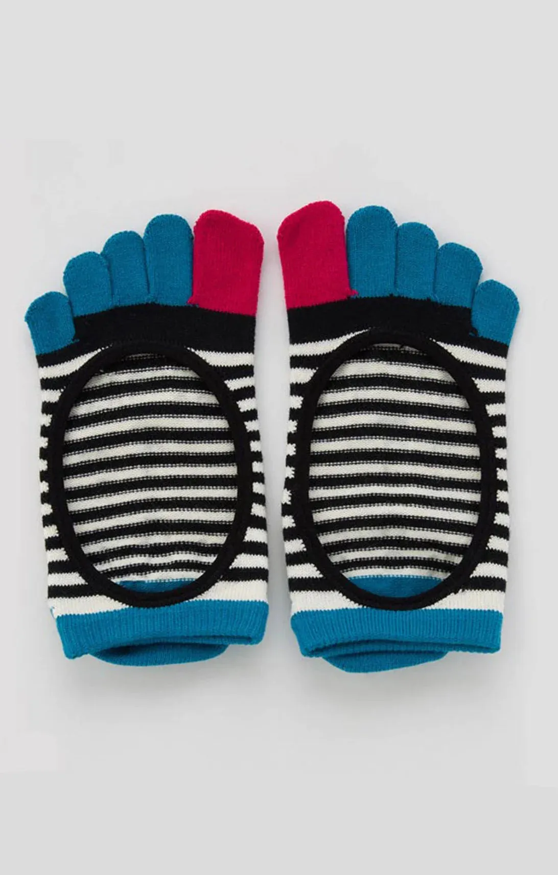 Organic Cotton Stripes Toe Liner Grip Socks