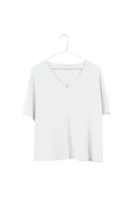 Organic V-Neck Boxy Tee in  Salt