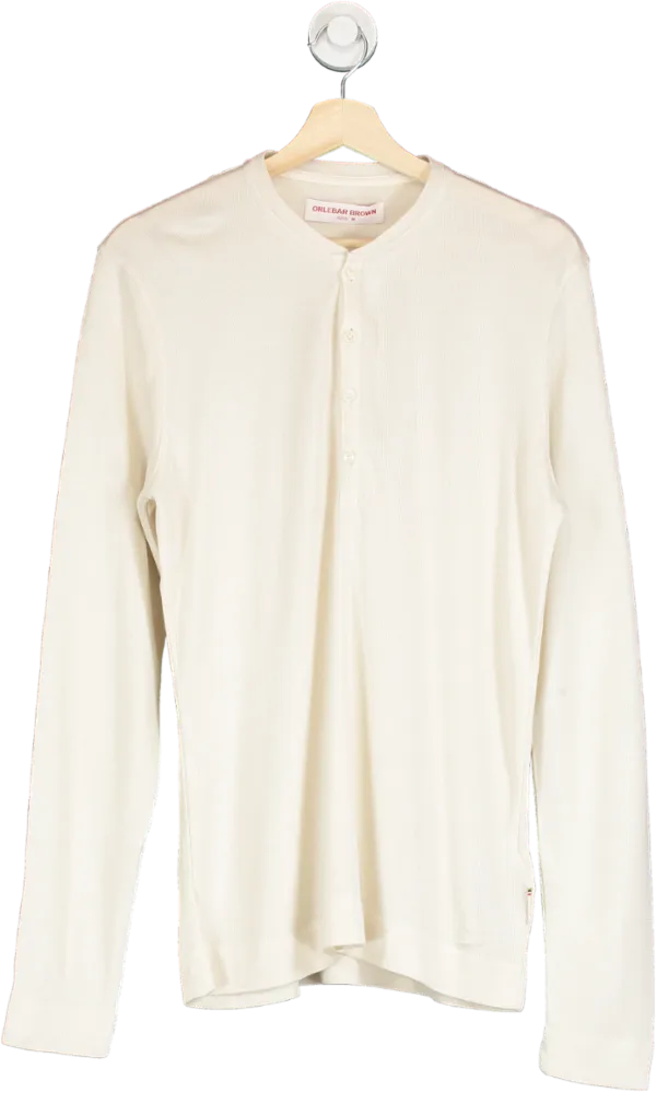 Orlebar Brown Cream Round Neck Long Sleeve Top UK M