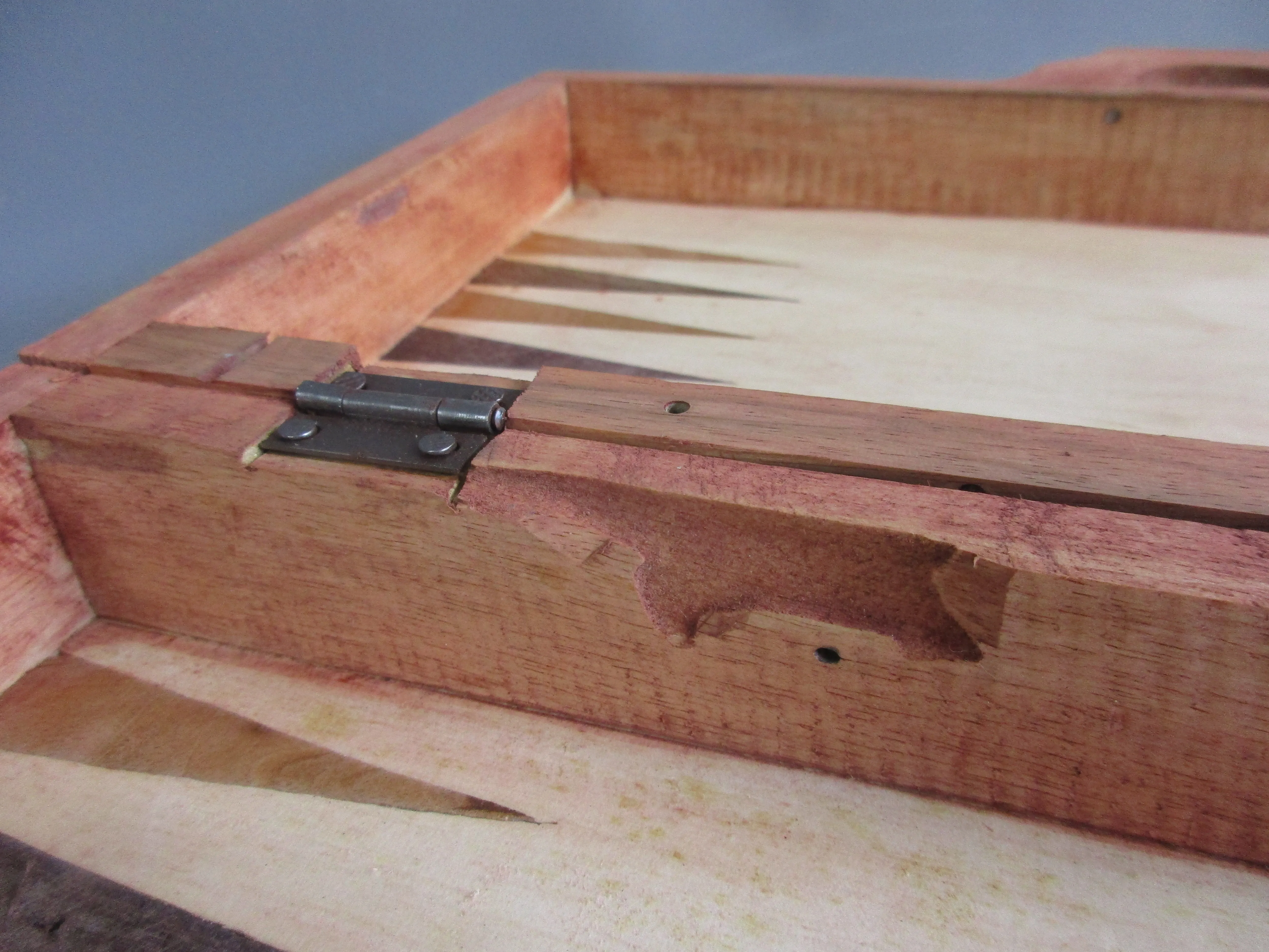 Ornate Carved Wooden Backgammon and Chess Game Case