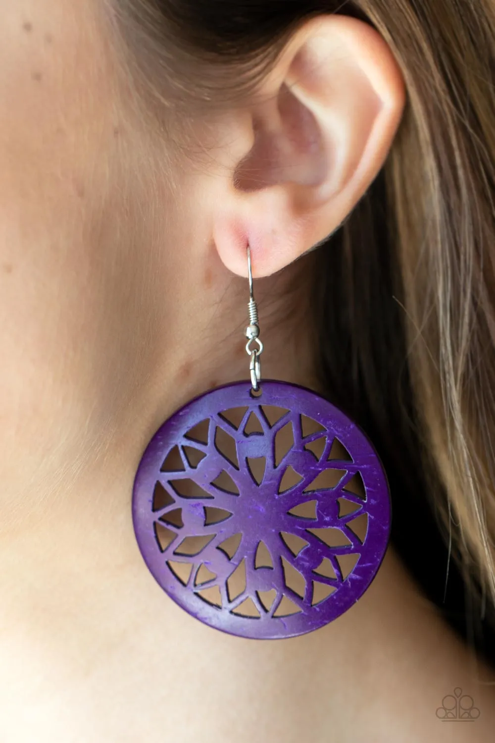 Paparazzi Ocean Canopy - Purple Wood Earrings