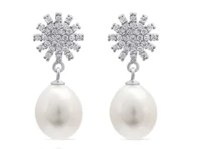 Pavé Star Diamante Earrings with Mother of Pearl Drops