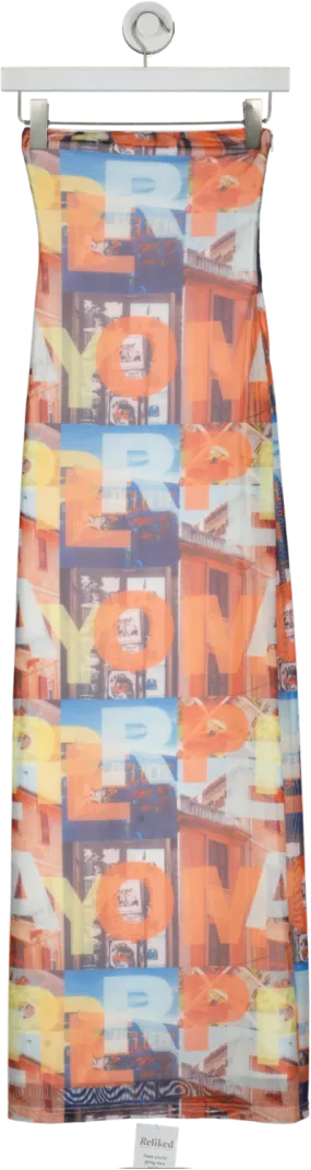 Peppamayo Orange Printed Midi Skirt UK 4