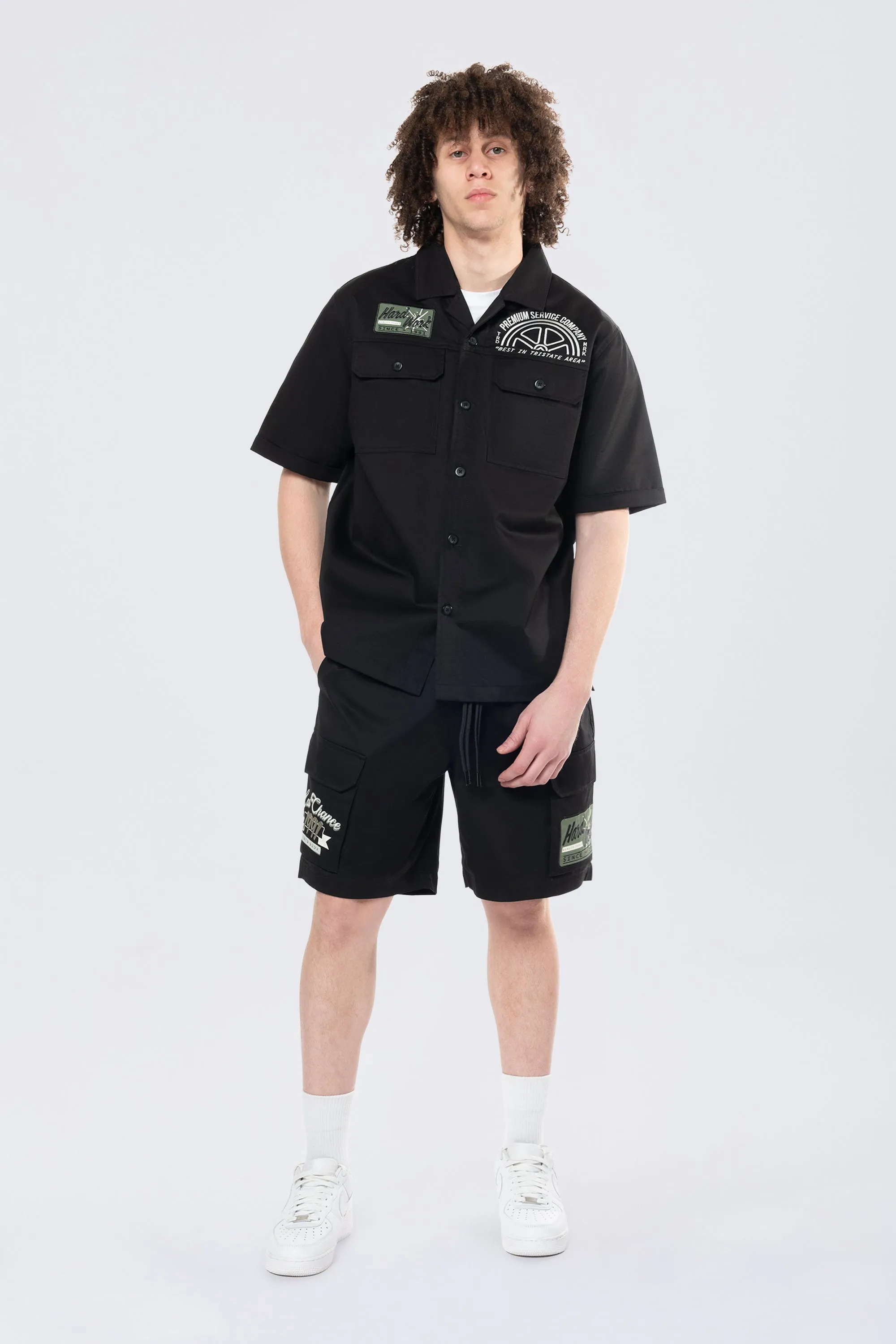 Pitstop Cargo Twill Lounge Shorts - Black