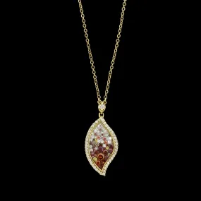 Pleve 18K Yellow Gold Estate Color Treated Diamond and Resin Mosaic Pendant Necklace