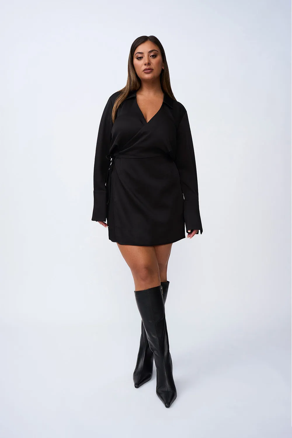 Portia Wrap Mini Dress | Final Sale - Black