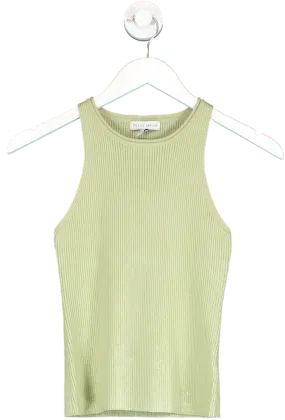 PRETTY LAVISH Green Billie Ribbed Racer Tee UK S