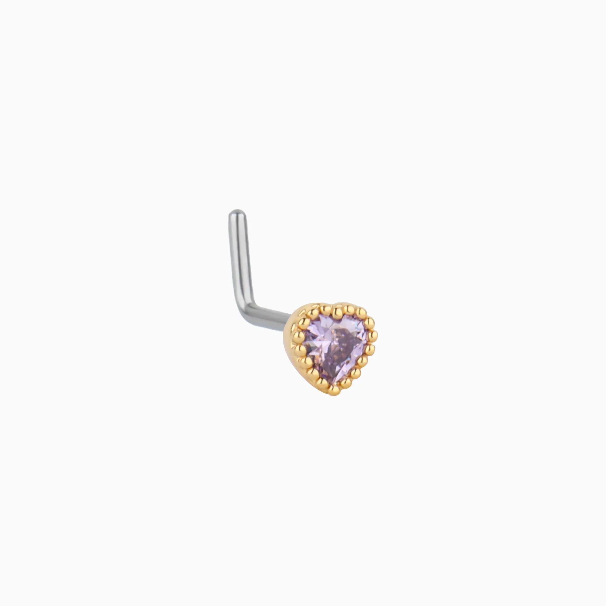 Purple Gem Heart Nose Ring