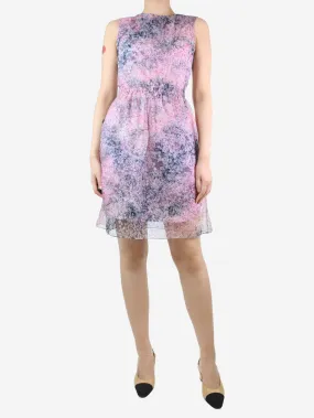 Purple sleeveless floral dress - size UK 8