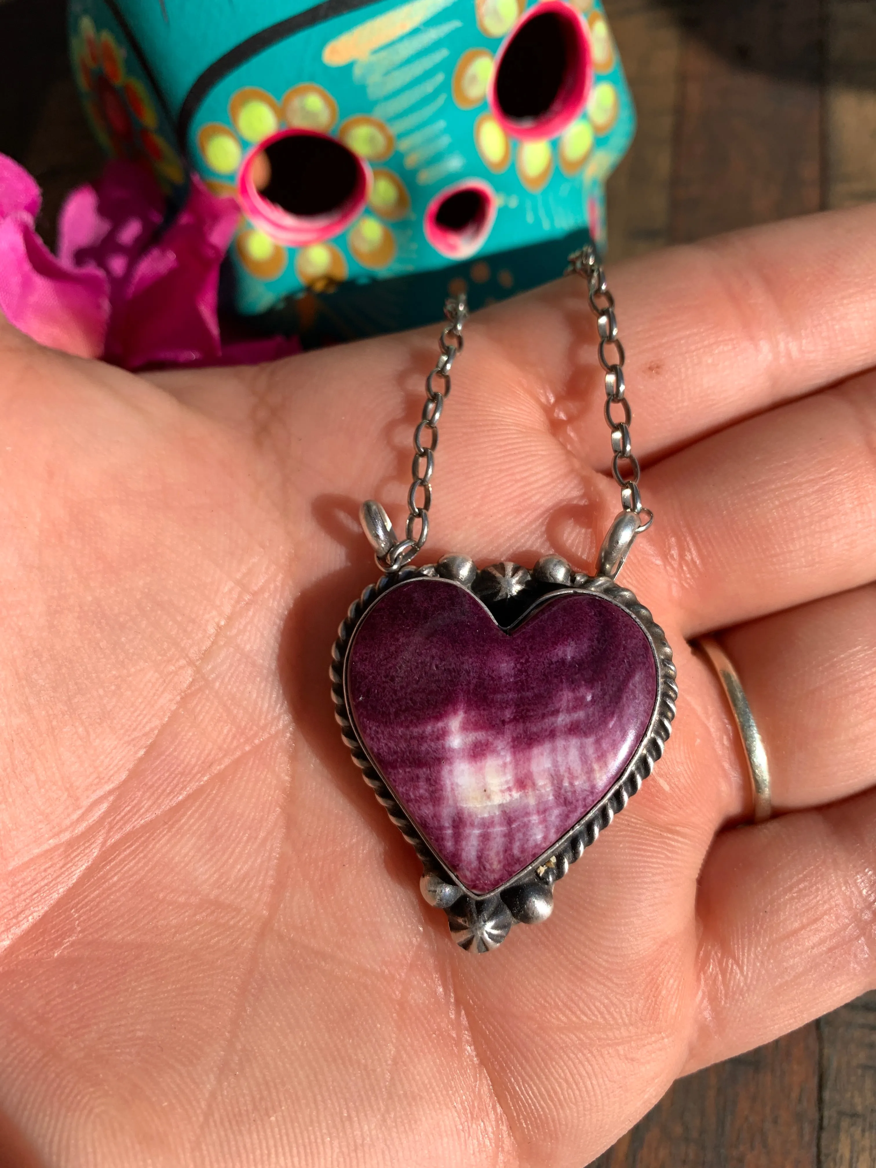 Purple Spiny Heart Necklace #3