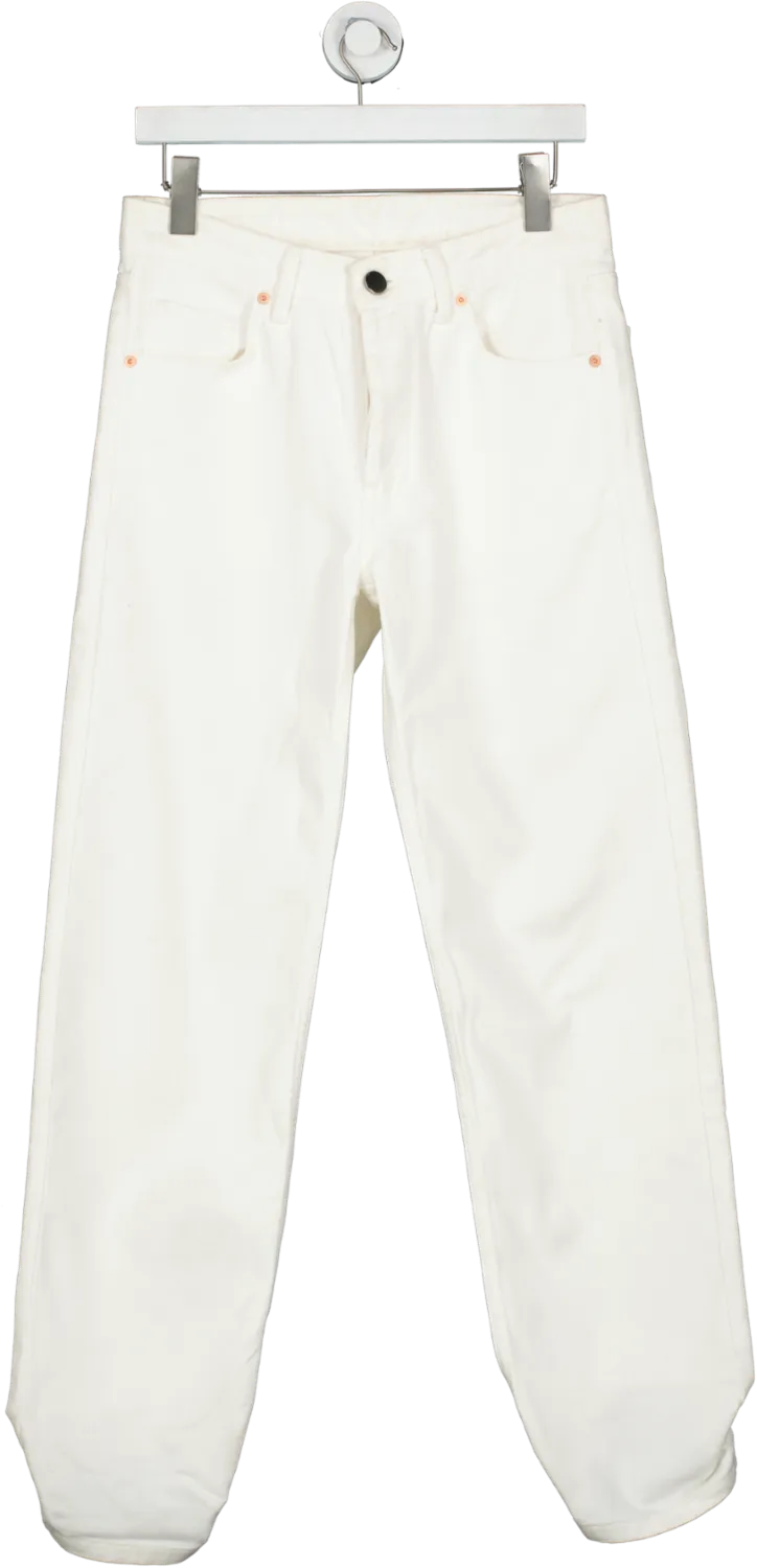 Raey White Straight Leg Ruched Hem Jeans W24