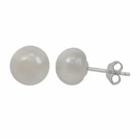 Real silver freshwater pearl studs