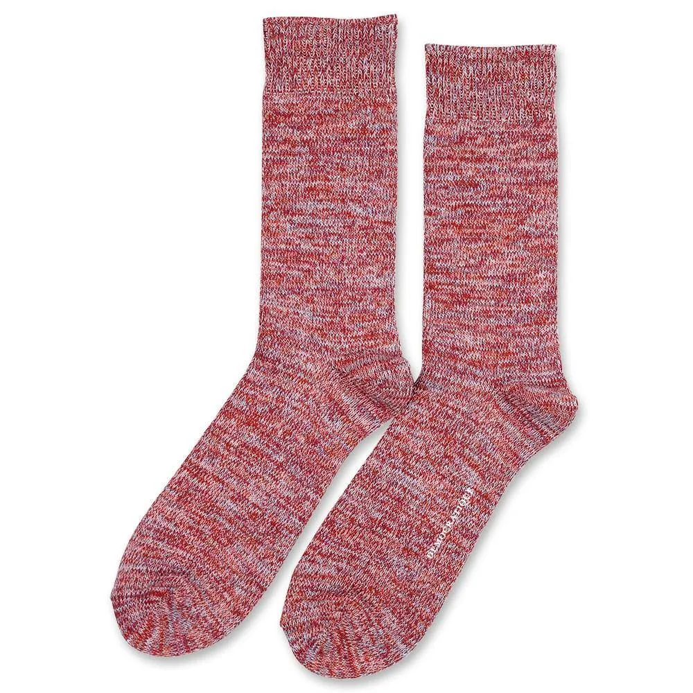 Relax Chunky Flat Knit Supermelange Socks Red Wine / Pale Skin / Burnt Rust / Palm Springs Blue