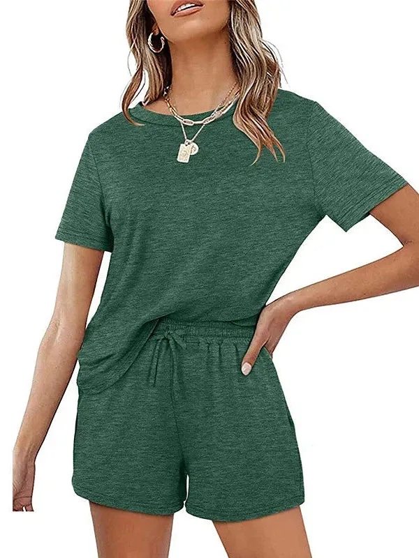 Relax in Style with the Green and Blue 2-Piece Loungewear Set for Women