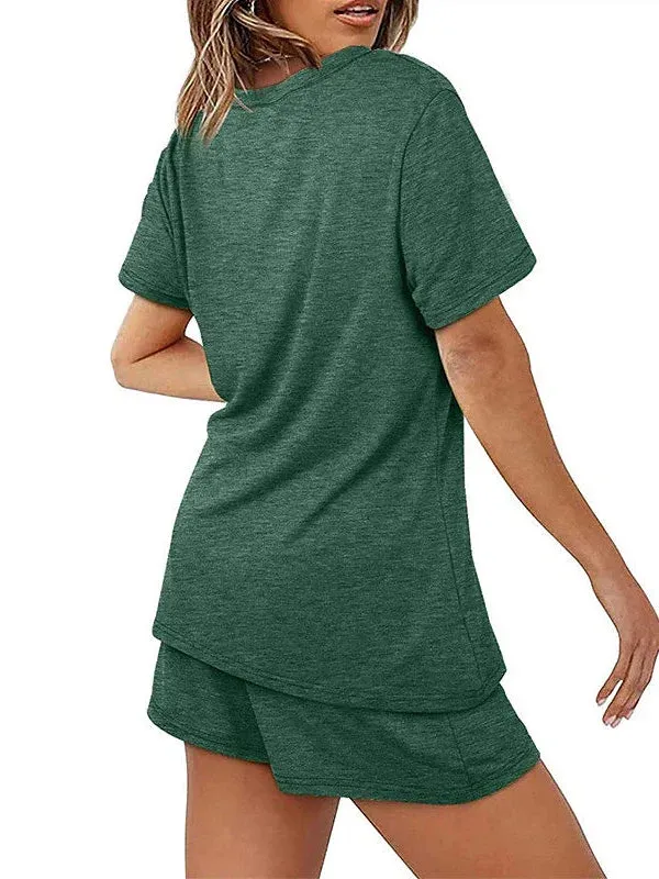 Relax in Style with the Green and Blue 2-Piece Loungewear Set for Women