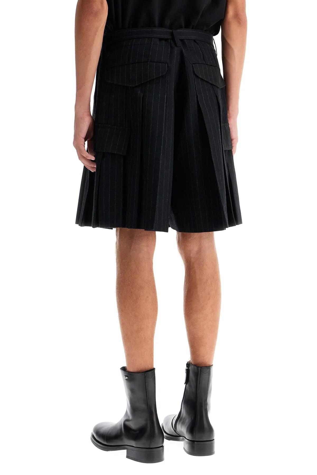 SACAI striped pleated bermuda shorts