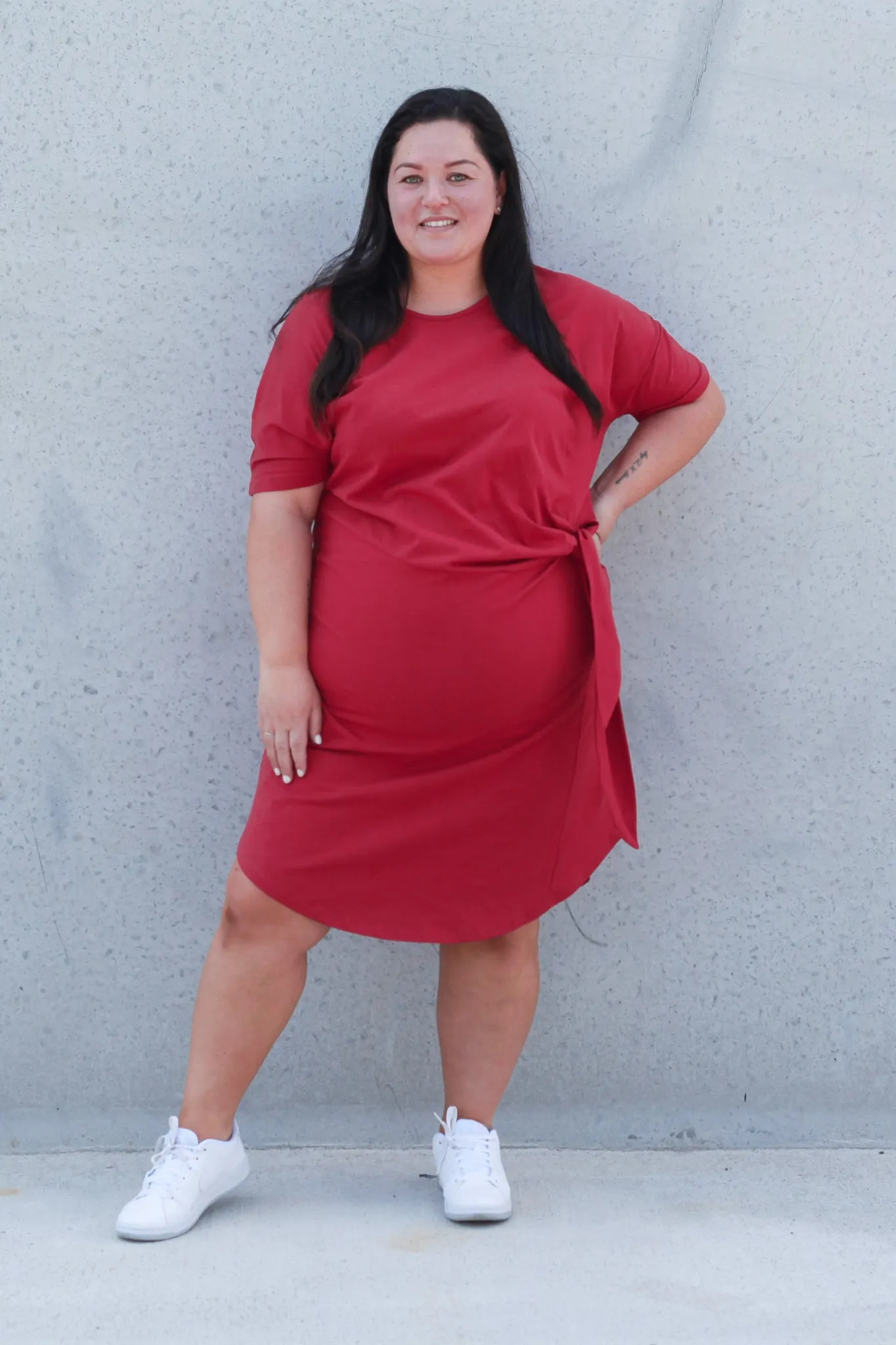 *SADIE SIDE KNOT DRESS BURGUNDY