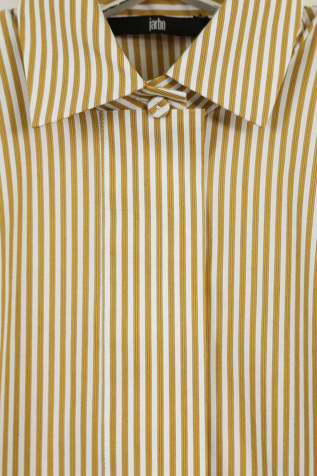 SAHANA DOLMAN SHIRT IN COTTON POPLIN MUSTARD STRIPE