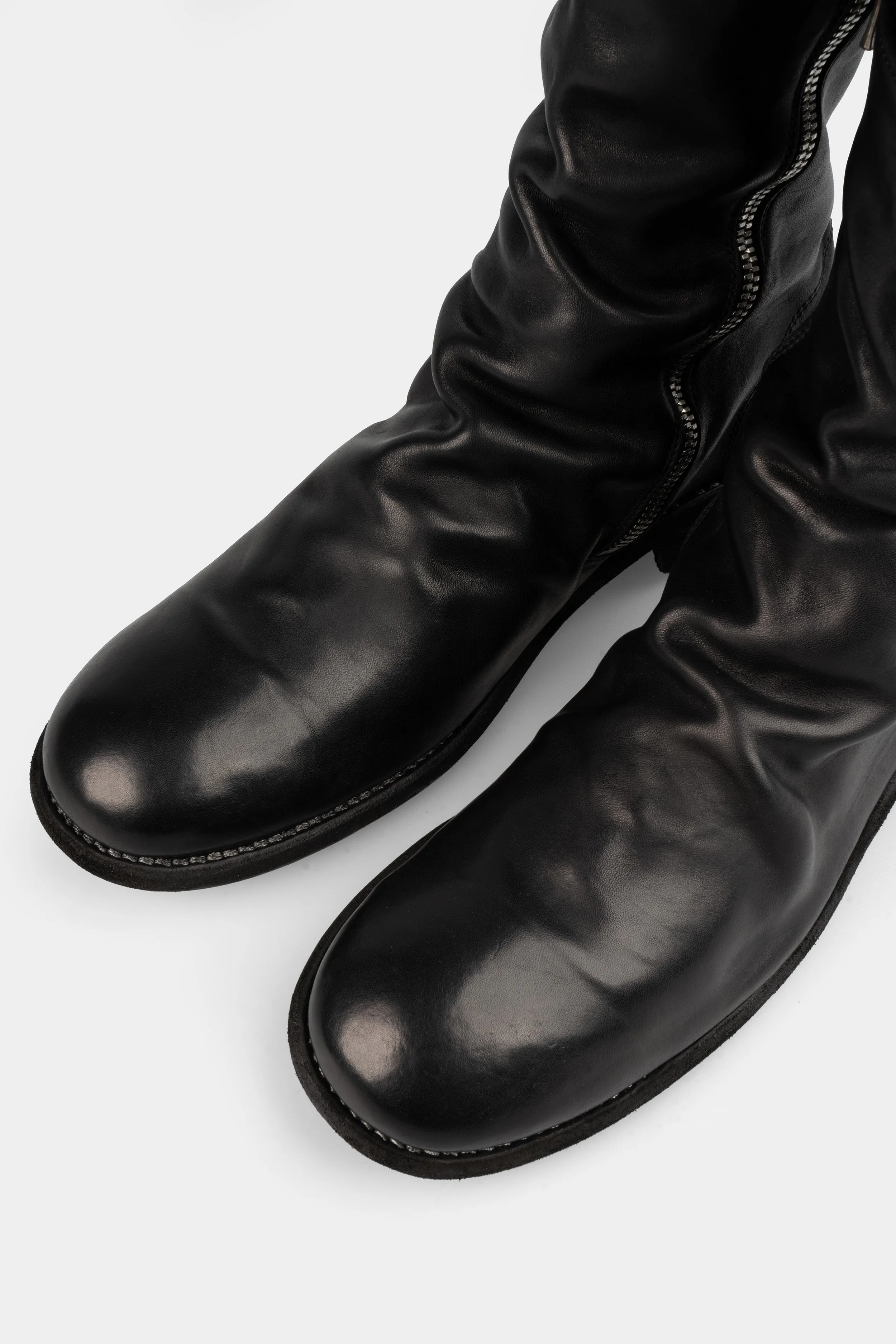 Side zip mid-top leather boots | 698X