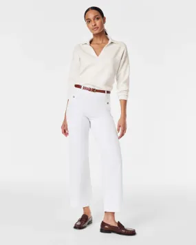 Stretch Twill Cropped Wide Leg Pant