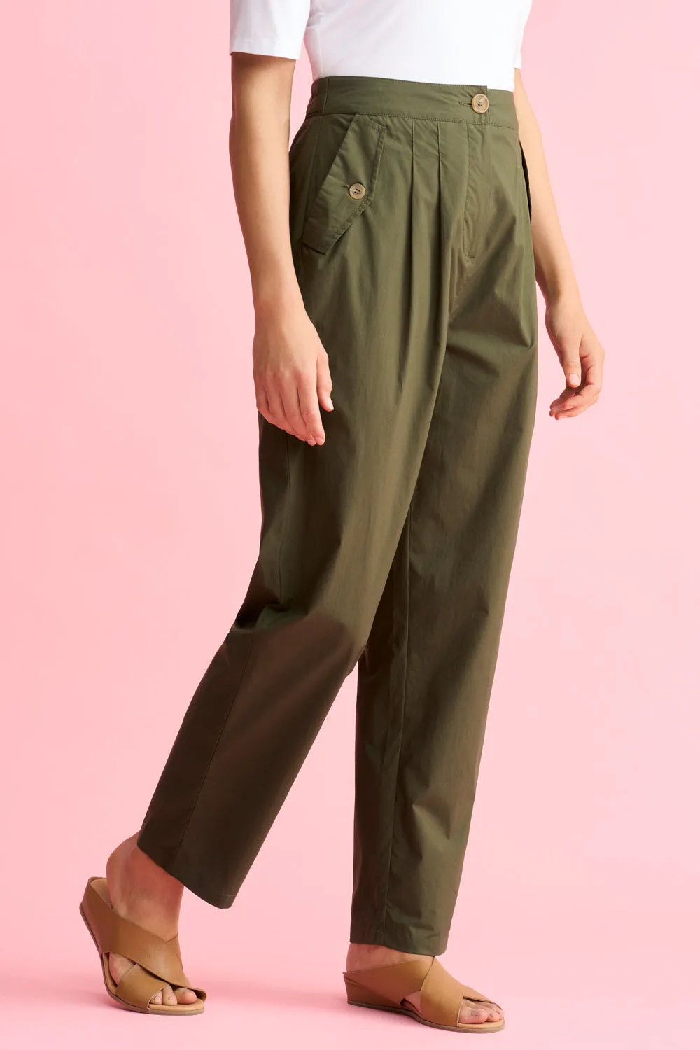 Tab Detail Cotton Pant