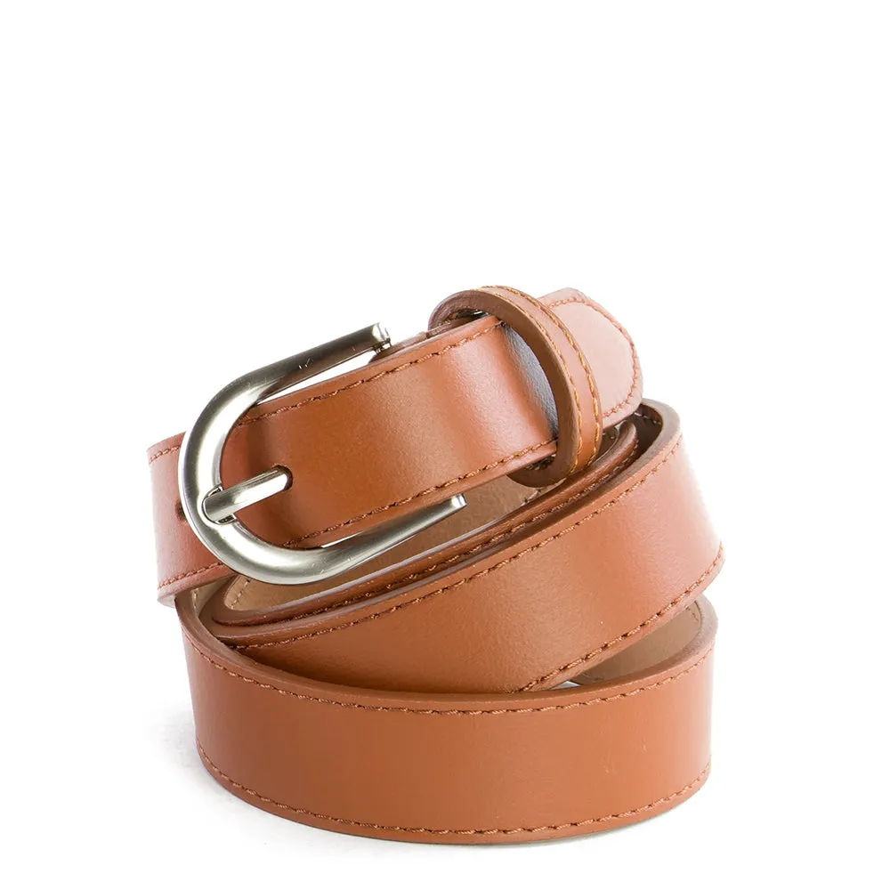 Tan Real Italian Leather Narrow Belt