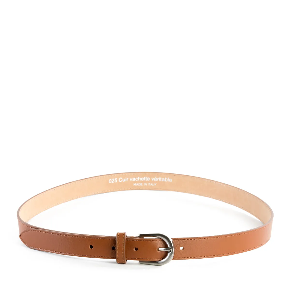 Tan Real Italian Leather Narrow Belt