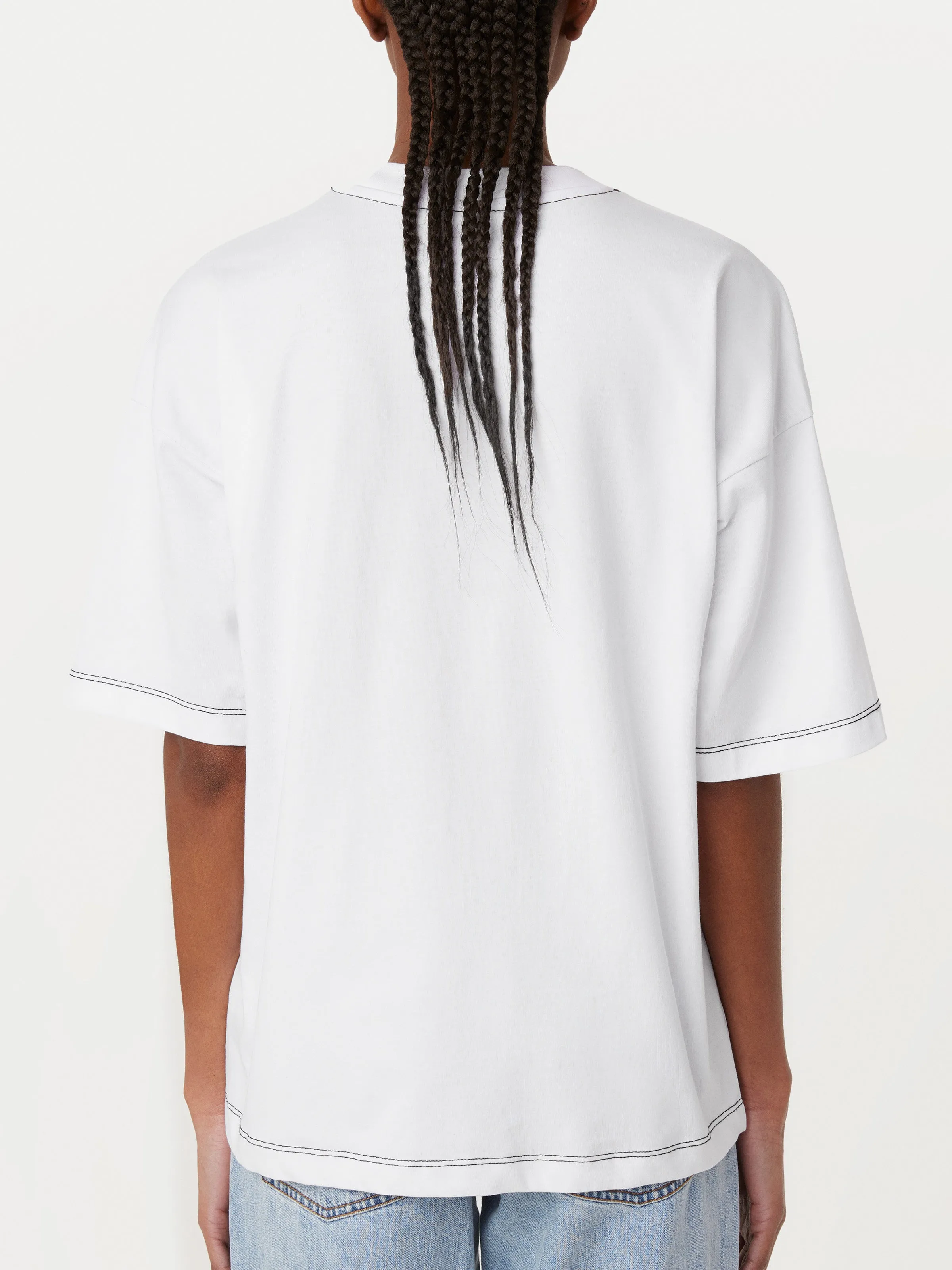 The Contrast Stitch Loose T-Shirt in White