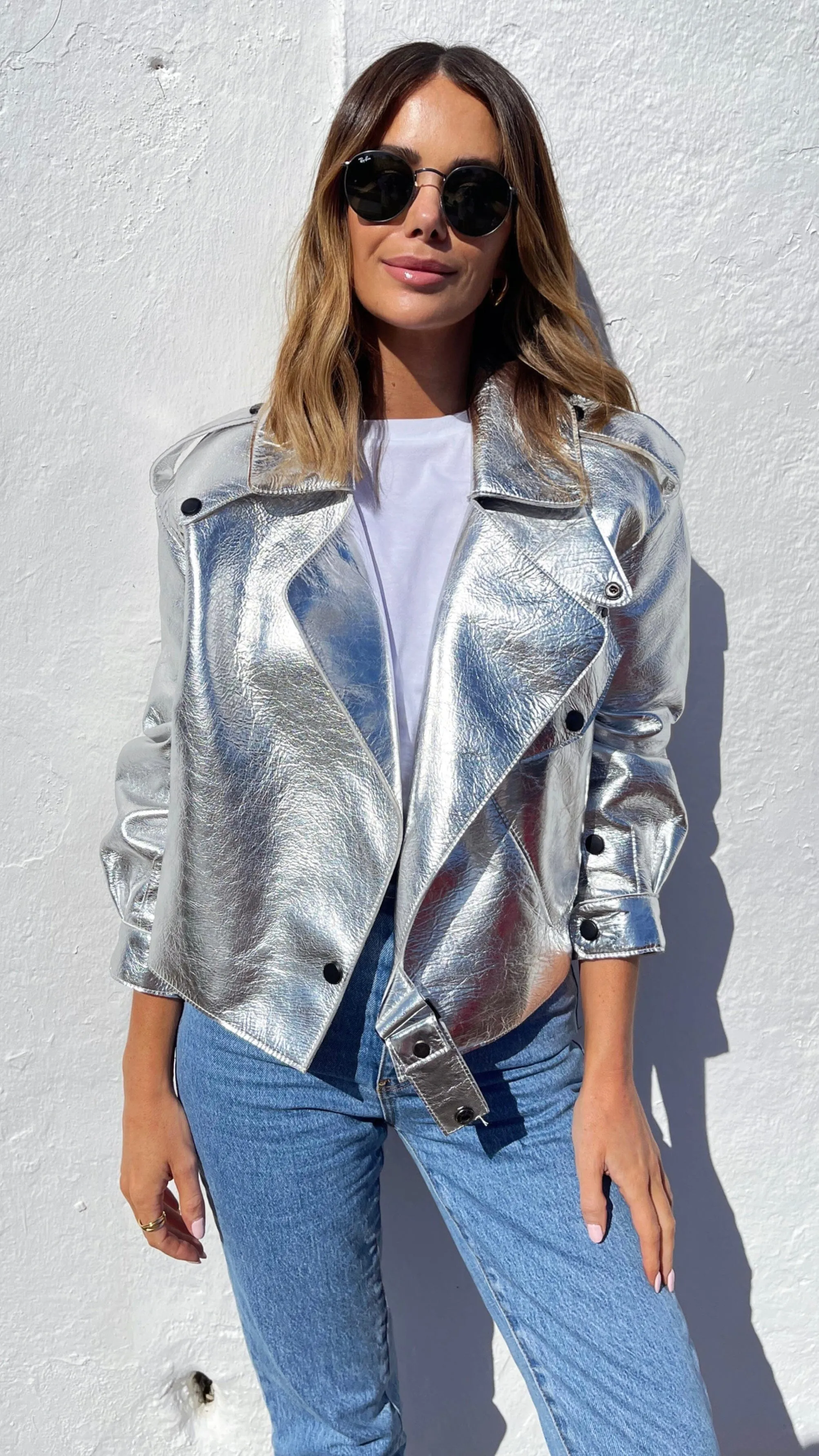 THE LEATHER JACKET - SILVER