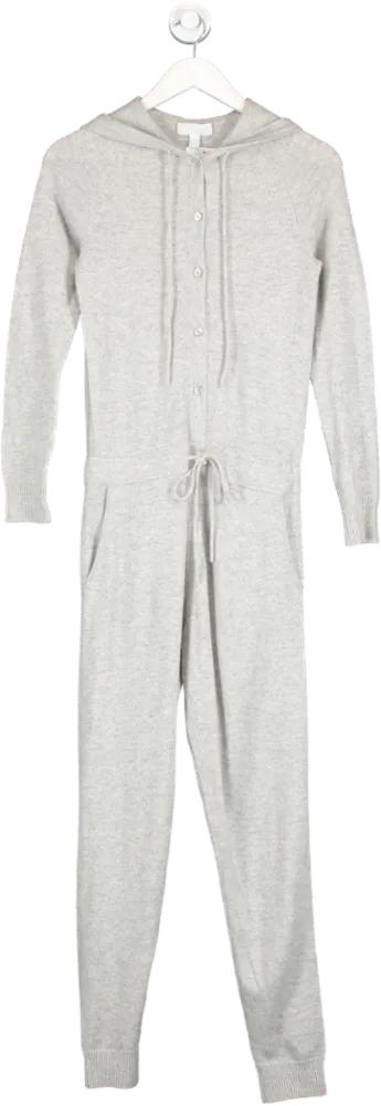 The White Company Grey Cashmere Hooded Jumpsuit UK XS