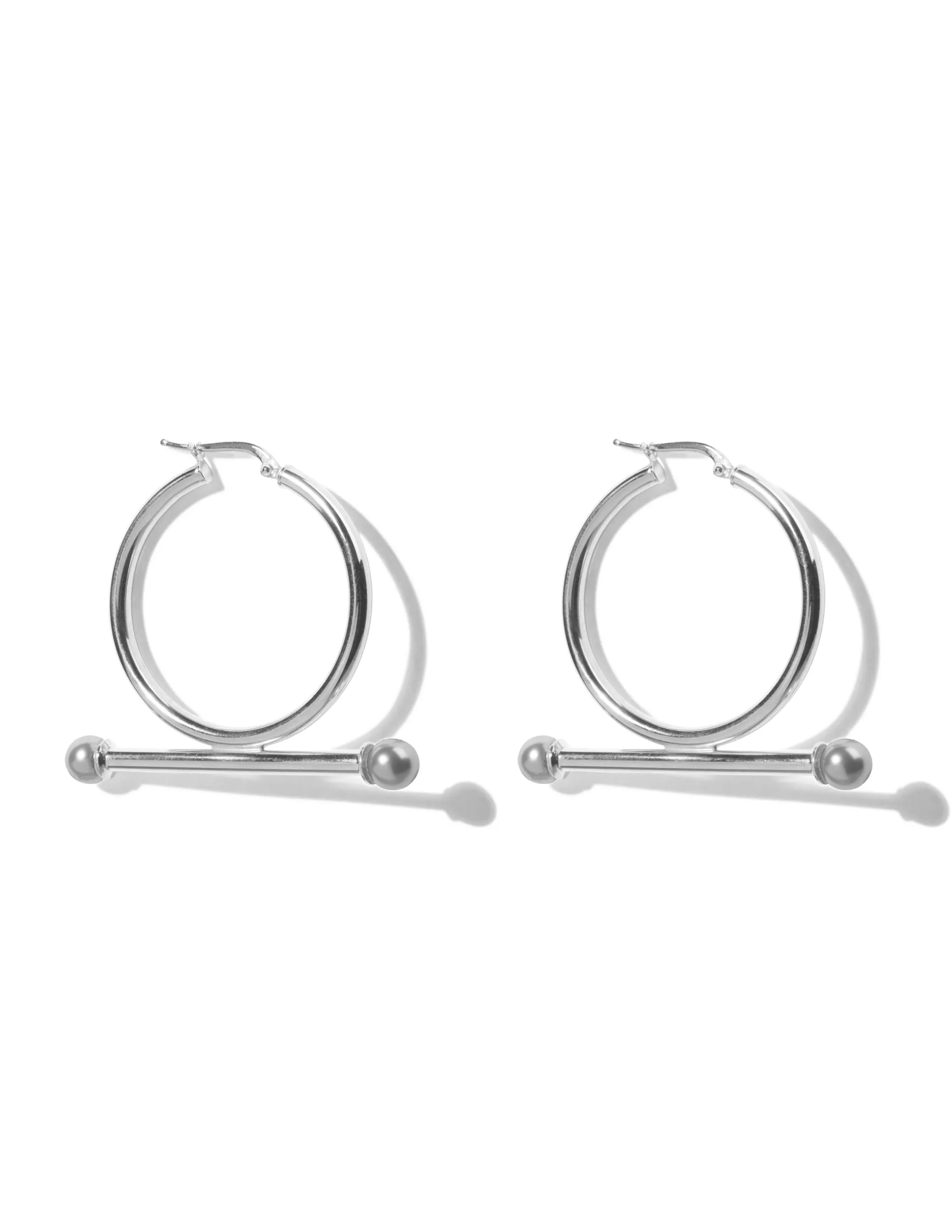 Trapeze Black Pearl Earrings <br> Silver