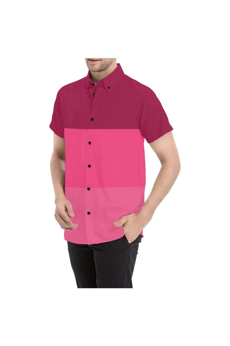 Tri-color in Pink Men's All Over Print Short Sleeve Shirt