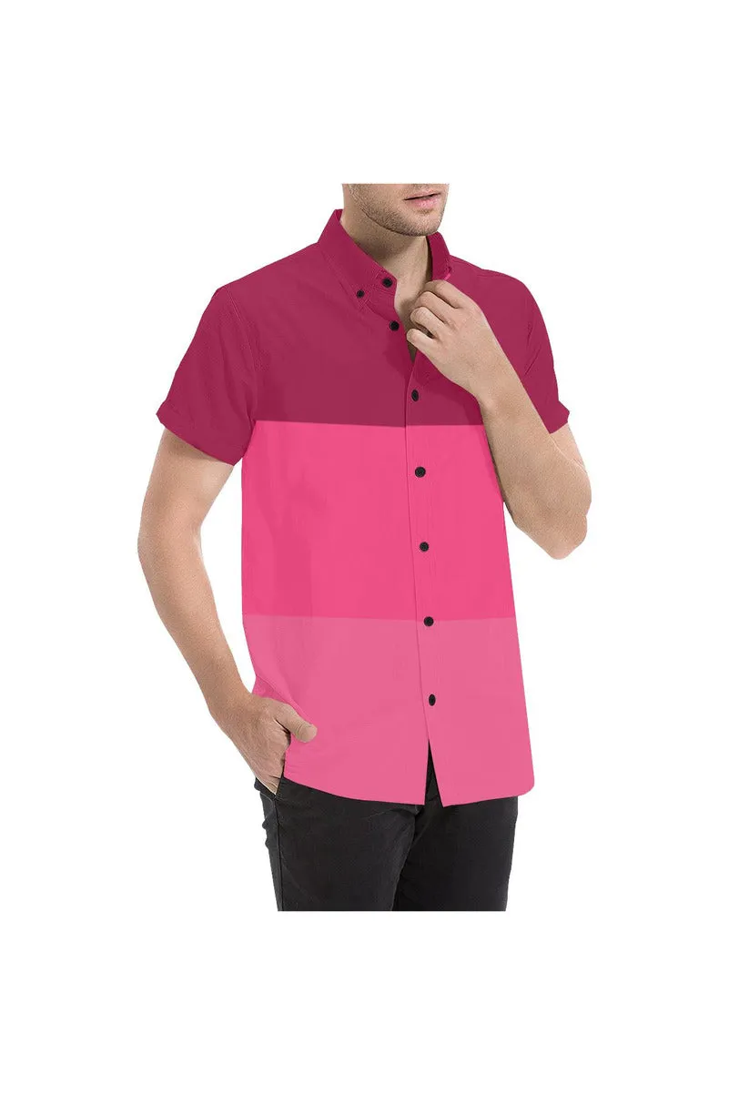 Tri-color in Pink Men's All Over Print Short Sleeve Shirt