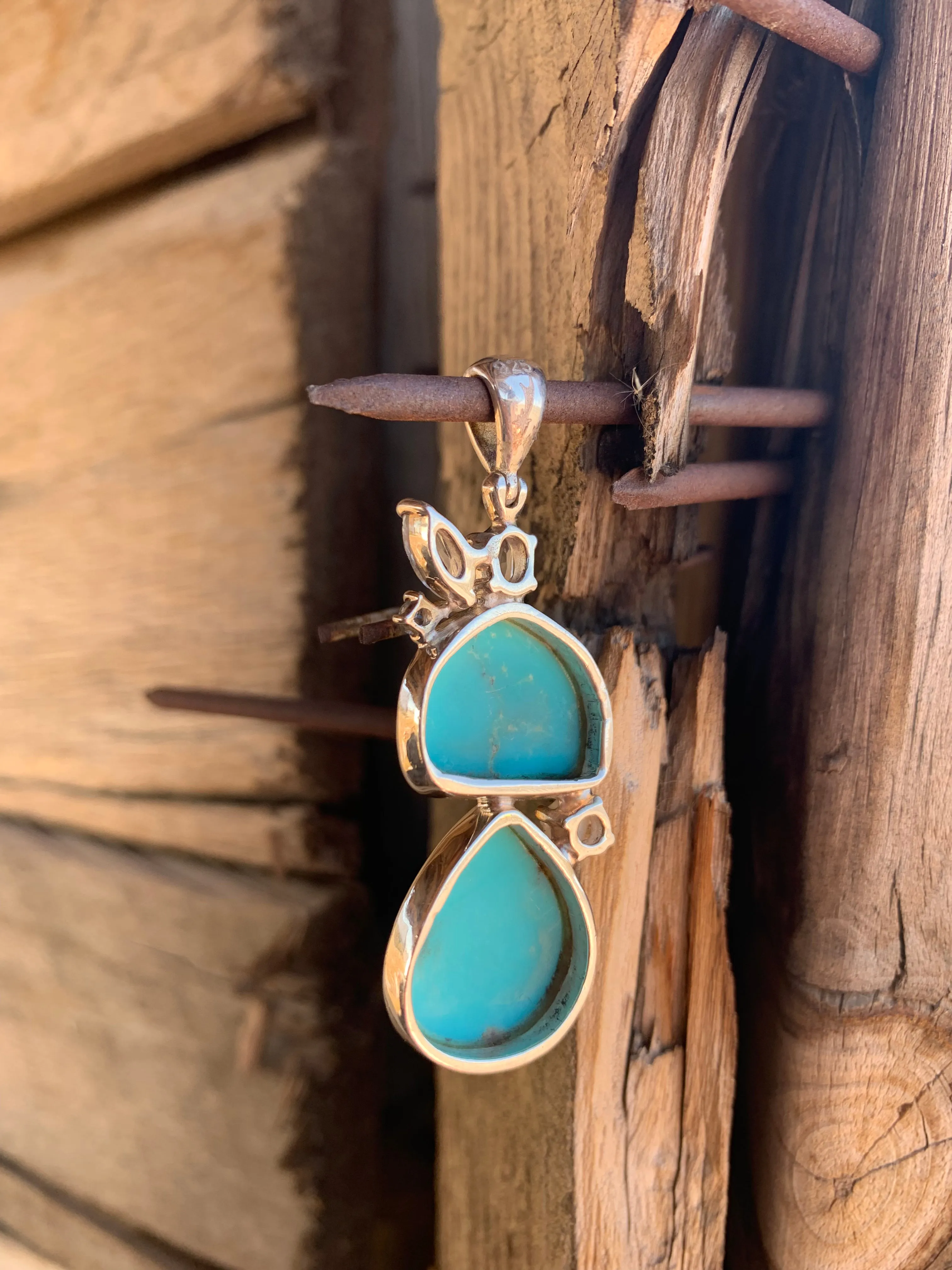 Turquoise, Pearl and Topaz pendant