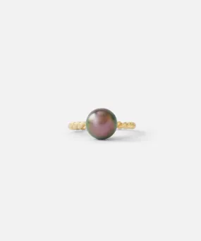 Twisted Band Tahitian Pearl Ring