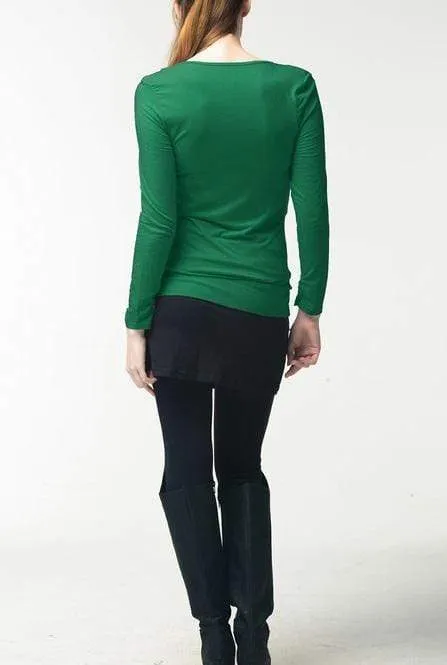 Velma Cowl Bamboo Cotton Long Sleeve Nursing Nursing Top Emerald