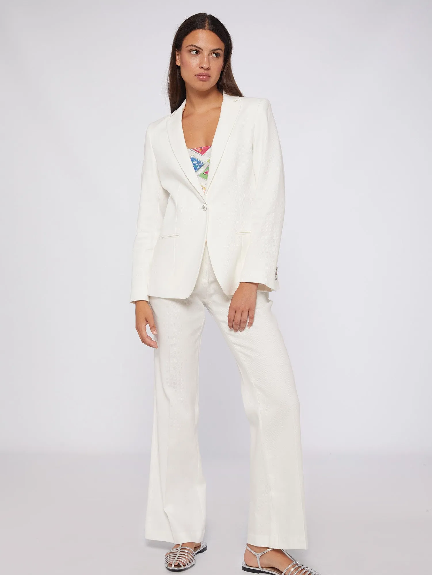 VILAGALLO JACKET HANNAH WHITE LINEN COTTON