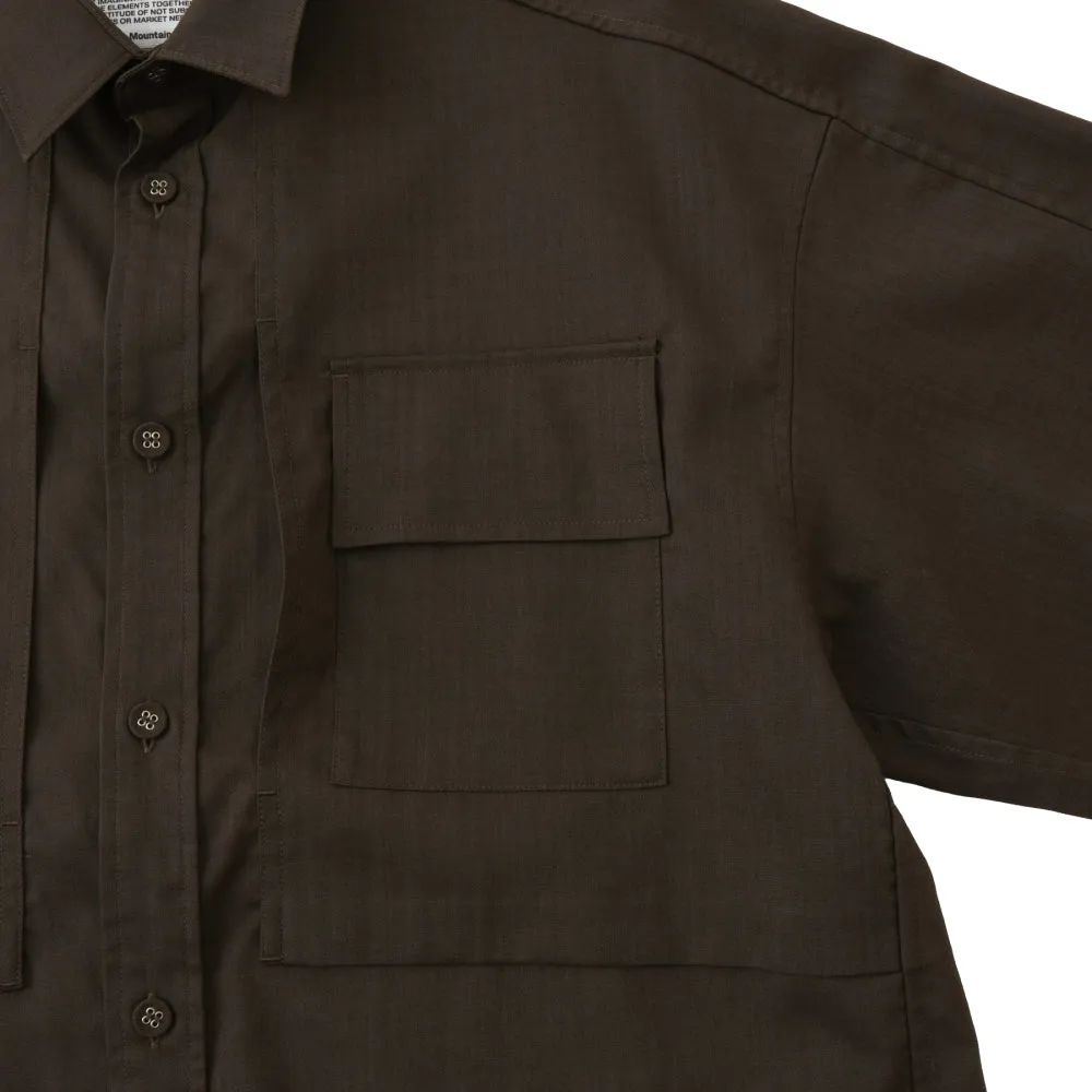 WHITE MOUNTAINEERING SOLOTEX WIDE SLEEVE SHIRT-BROWN