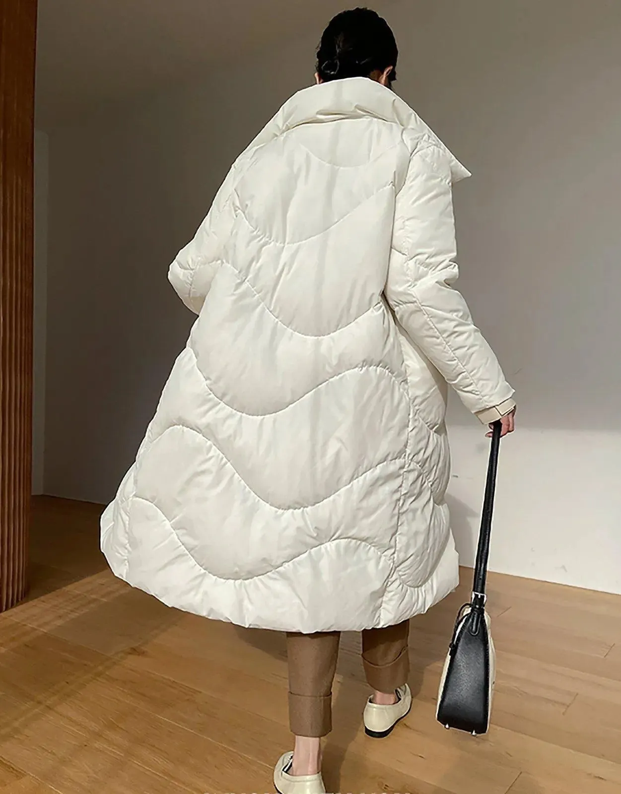 Women White Long Down Coat,White long Down Jacket,Warm Puffy Coat,Quilted Down Puffer Coat,Warm Winter Coat,Down Coat Women,Long Down Puffer